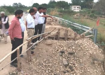 तुर्की पुल का निरीक्षण करने पहुंचे अधीक्षण अभियंता