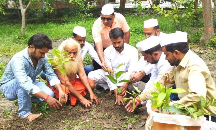 कांग्रेस सेवादल ने मन्दिर में किया बृहद वृक्षारोपण