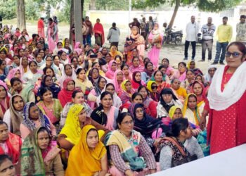 आंगनबाड़ी कार्यकत्रियों व सहायिकाओं ने दिया धरना