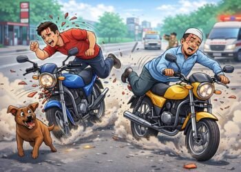 बाइक टक्कर में एक की मौत, दूसरा गंभीर घायल