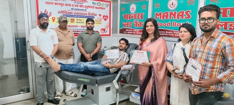 विश्व थैलीसीमिया दिवस पर लगे रक्तदान शिविर में 26 रक्तदाताओं ने रक्तदान किया