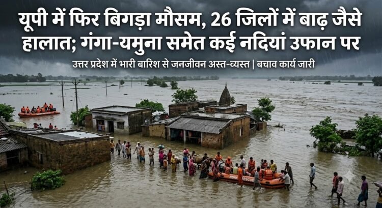 यूपी में फिर बिगड़ा मौसम, 26 जिलों में बाढ़ जैसे हालात; गंगा-यमुना समेत कई नदियां उफान पर